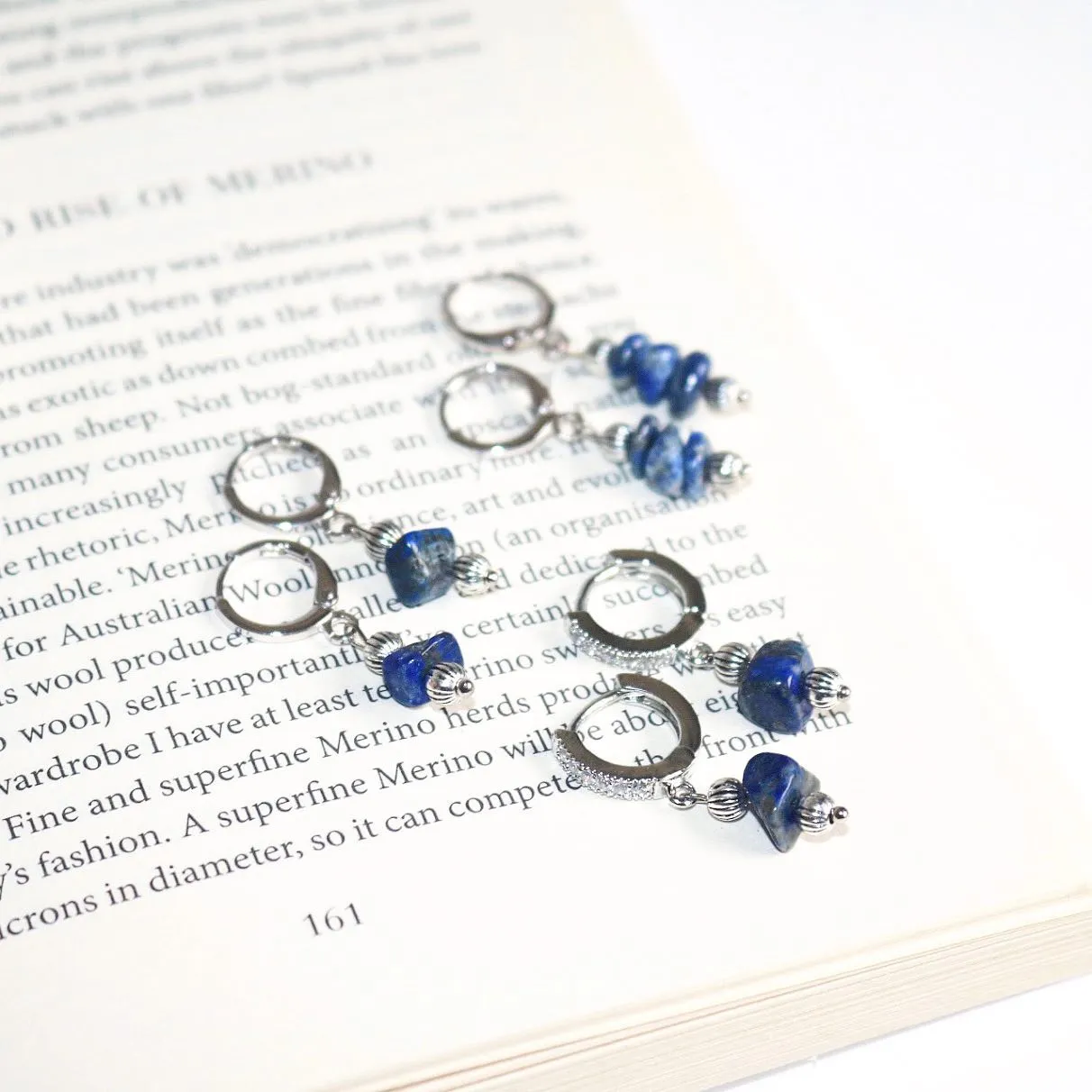 IVY LAPIS LAZULI HUGGIE EARRINGS IN PLATINUM