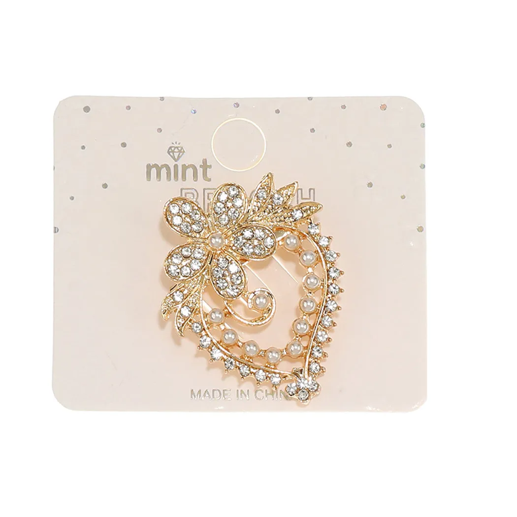 JAH46464-Rhinestone Flower Brooch