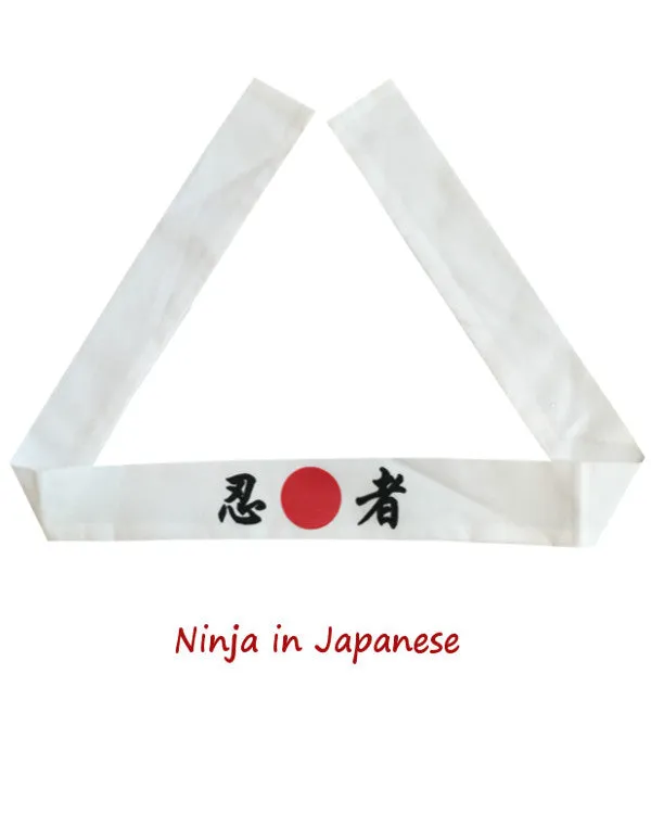 Japanese Hachimaki Headband with Ninja Japanese symbols