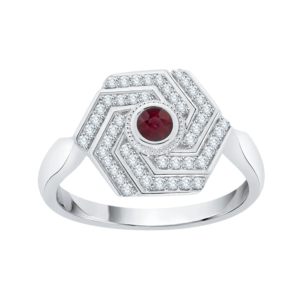 KATARINA 1/3 cttw Prong Set Diamond and Ruby Fashion Ring