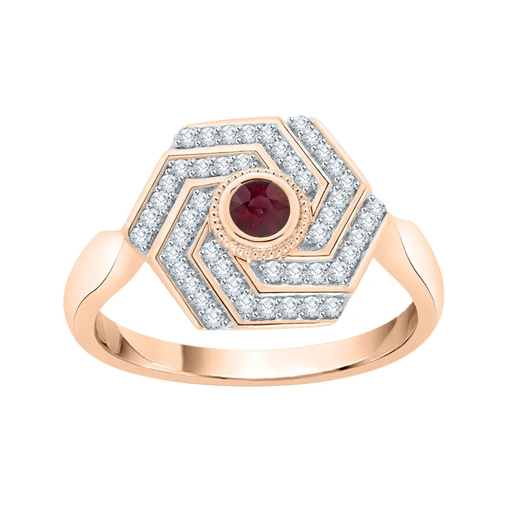 KATARINA 1/3 cttw Prong Set Diamond and Ruby Fashion Ring
