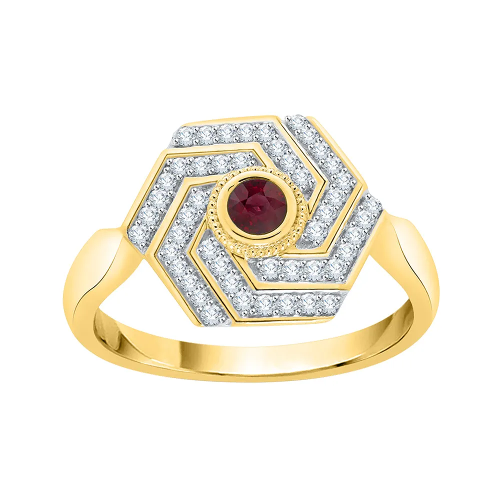 KATARINA 1/3 cttw Prong Set Diamond and Ruby Fashion Ring
