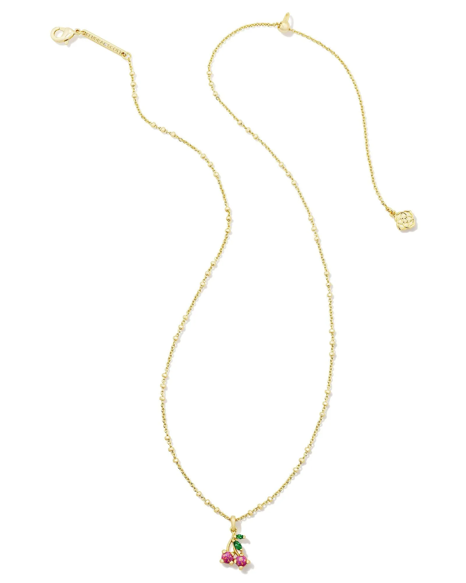 Kendra Scott Cherry Gold Short Pendant Necklace in Berry Kyocera Opal