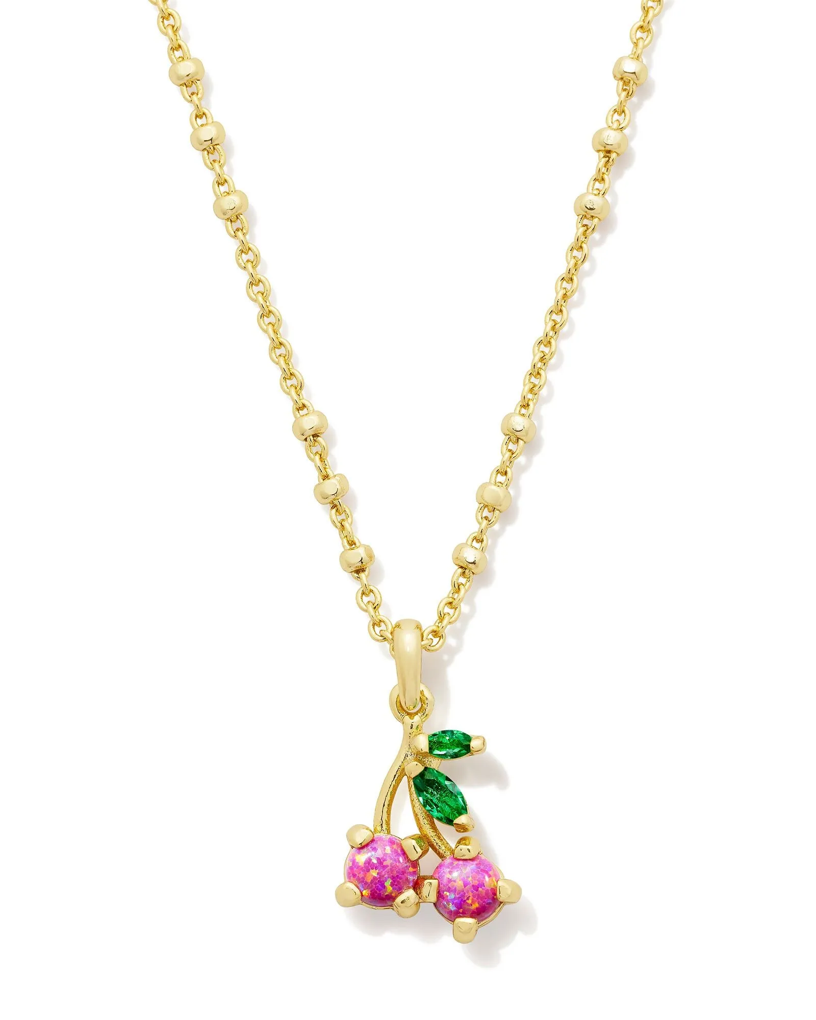 Kendra Scott Cherry Gold Short Pendant Necklace in Berry Kyocera Opal