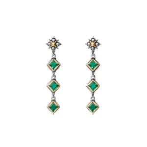 Konstantino Karia Collection Sterling and Gold Whisper Dangle Green Spinel Earrings