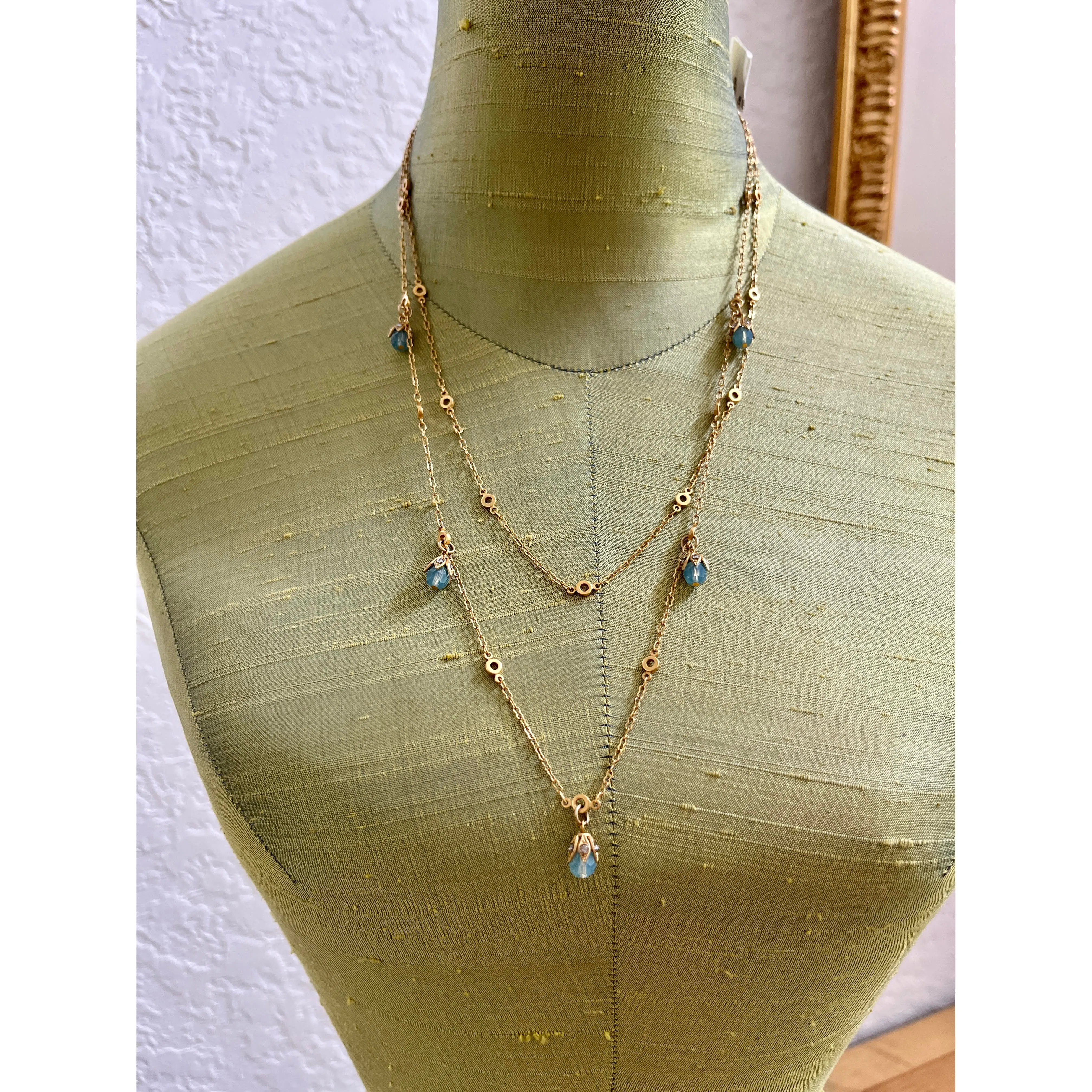 La Vie Parisienne Double Layered Tin Cup Necklace with Pacific Opal