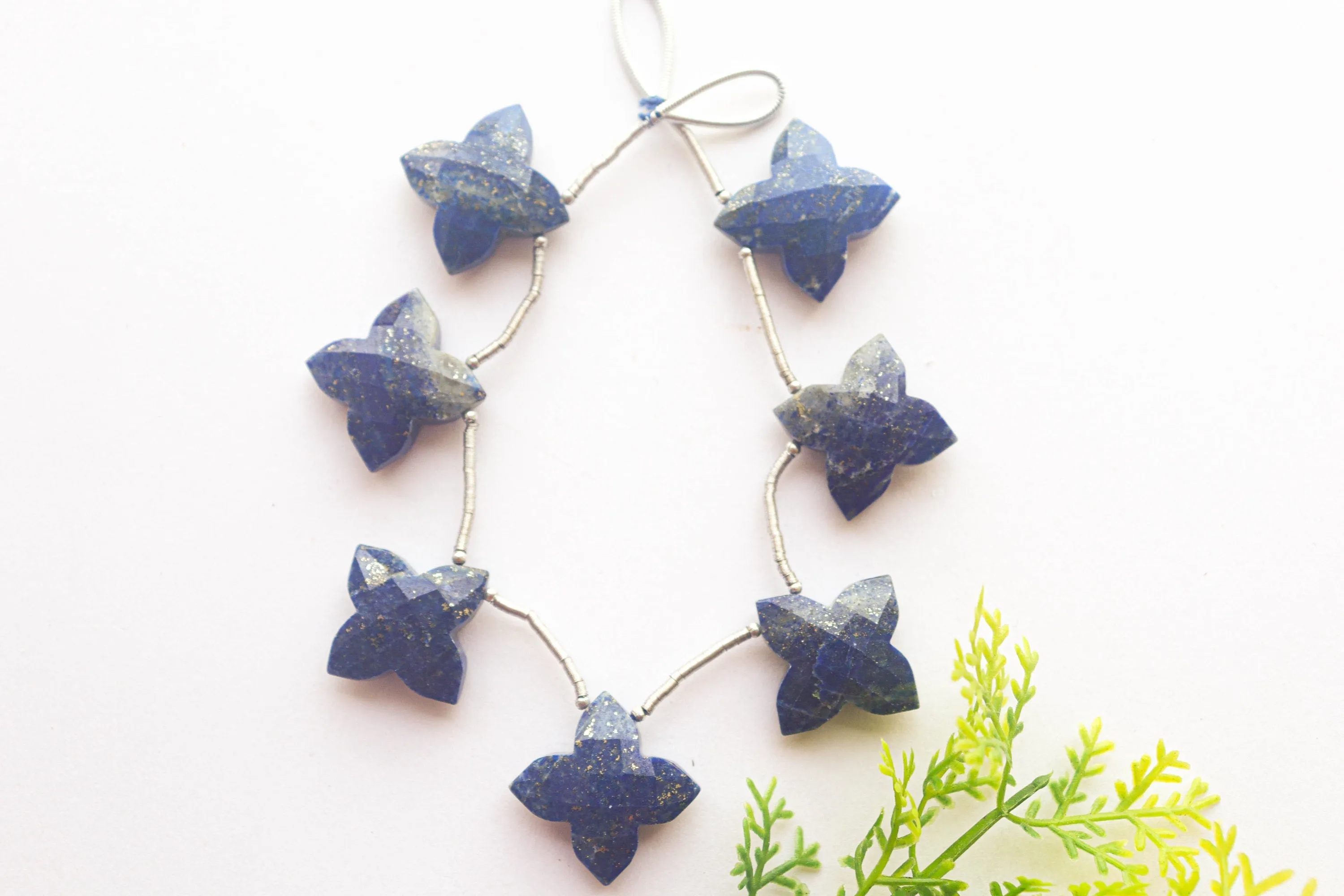 Lapis Lazuli Fancy Flower Shape | 22x22mm | 7 Pieces | 7 inch String | Natural Gemstone | Beadsforyourjewellery