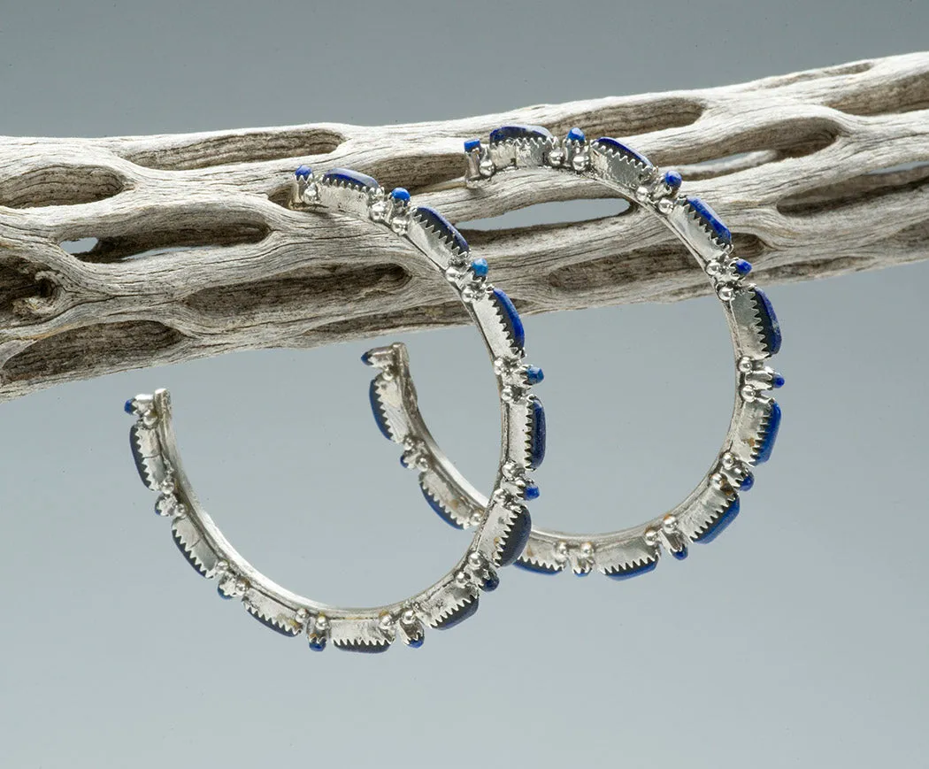 Lapis Lazuli Petit Point Hoop Earrings