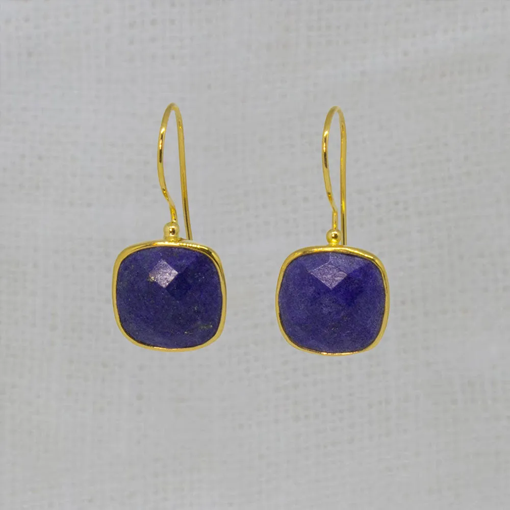 Lapis Lazuli Square Drop Earrings