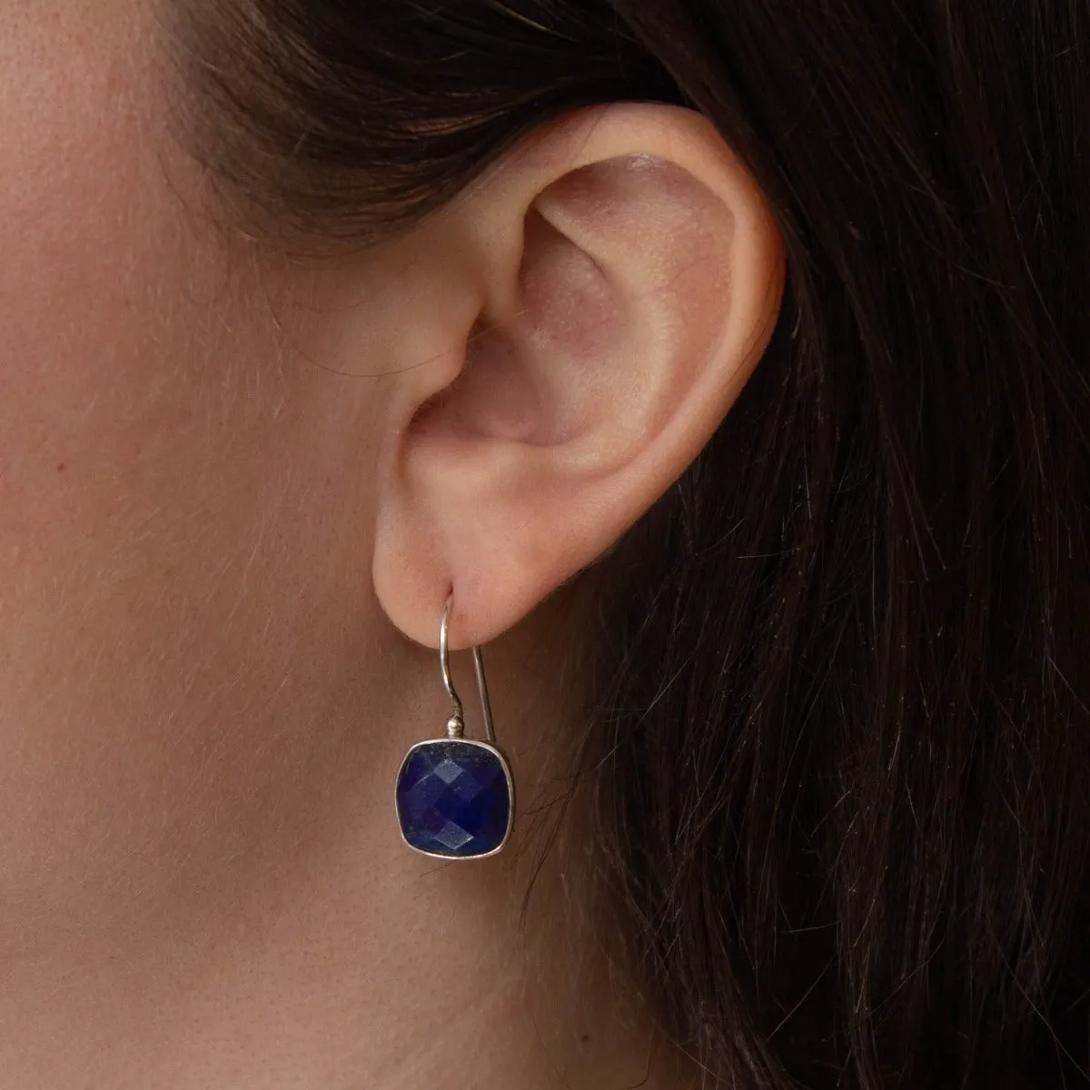Lapis Lazuli Square Drop Earrings
