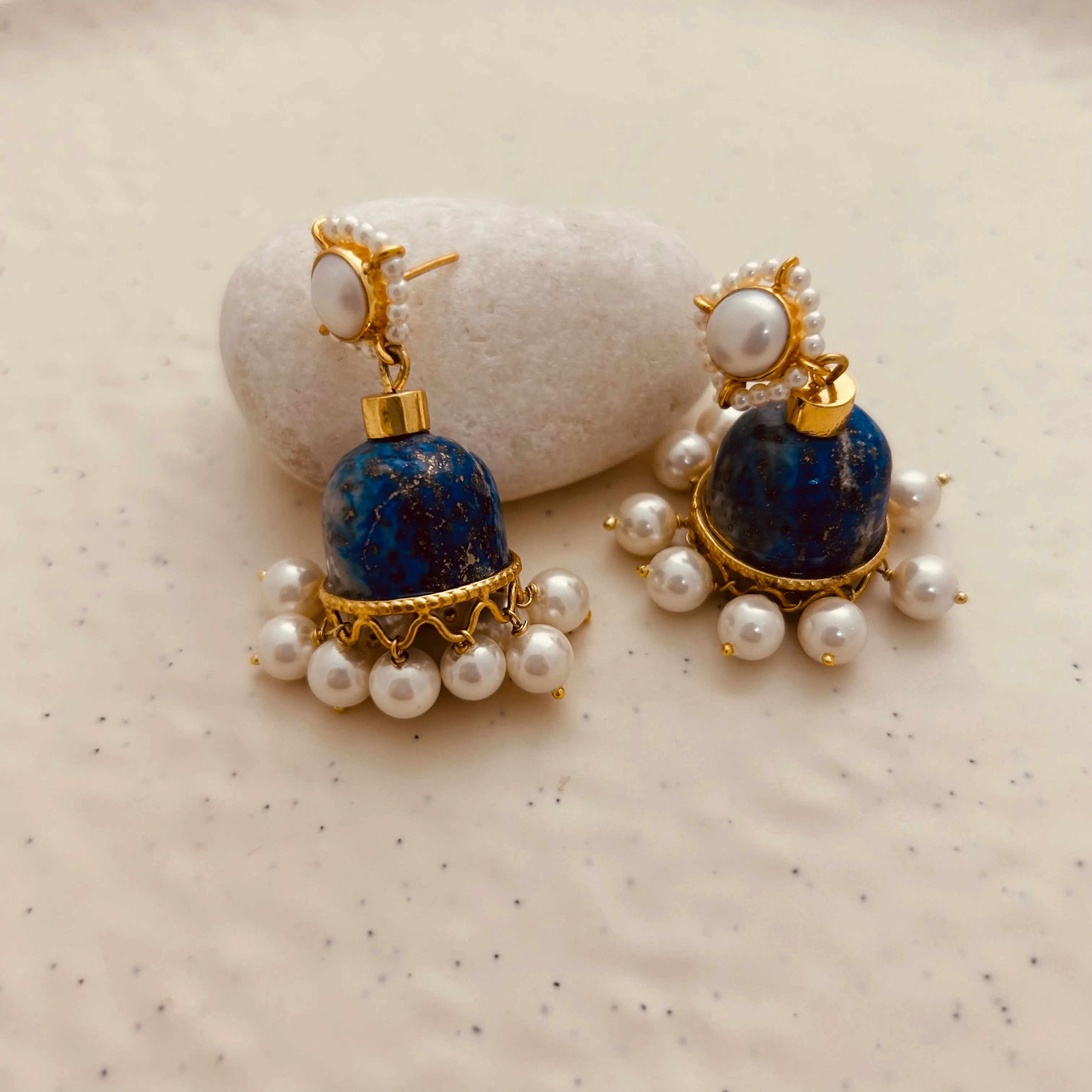 Lapis Lazuli Sterling Silver Jhumki Earrings