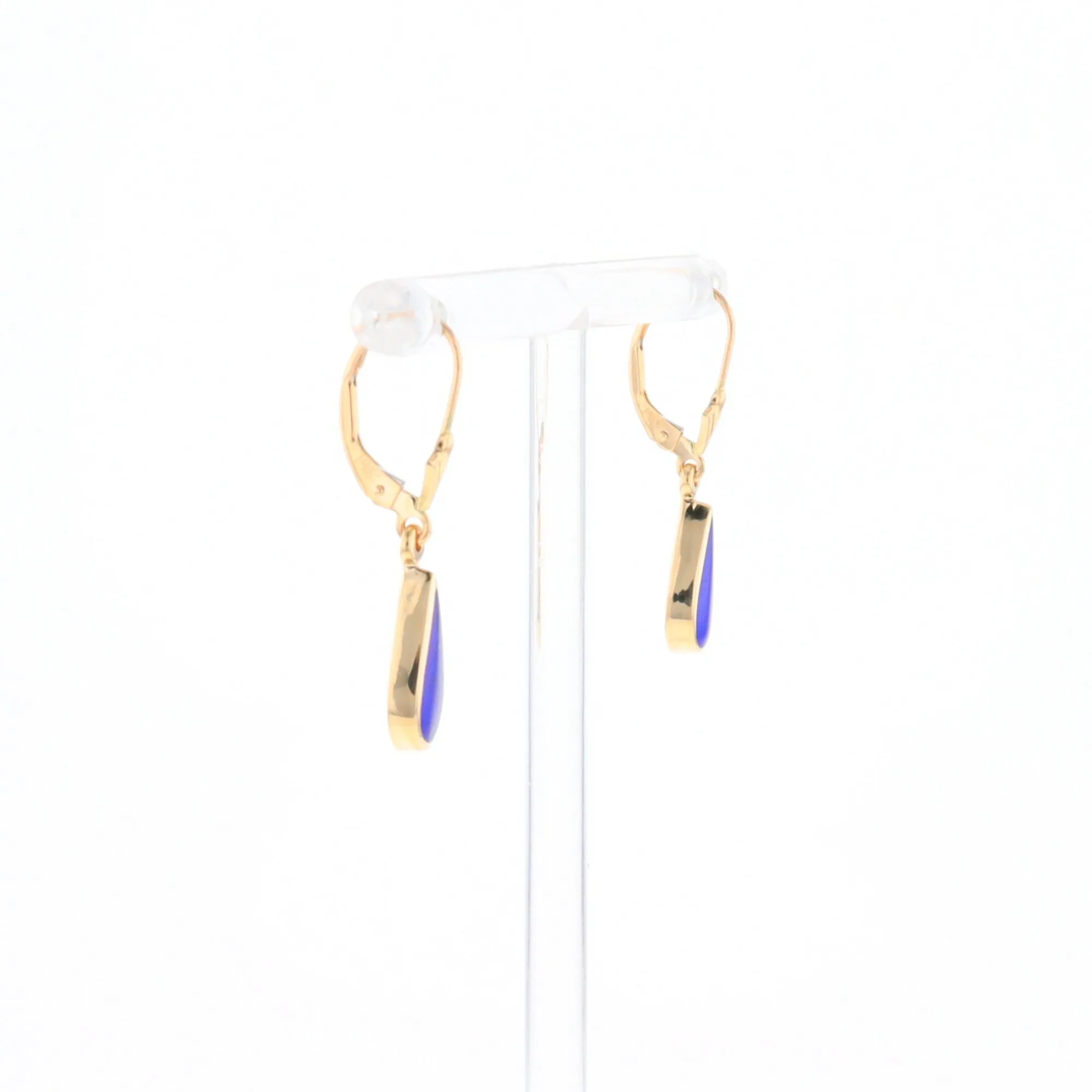 Lapis Tear Drop Inlaid Lever Backs