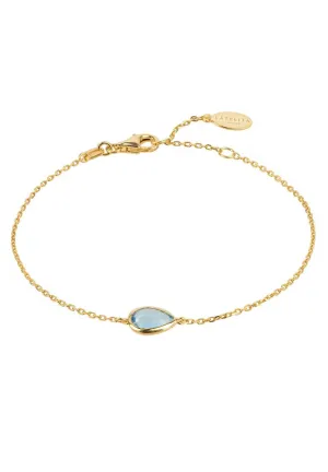 Latelita London Pisa Mini Teardrop Bracelet Gold Blue Topaz