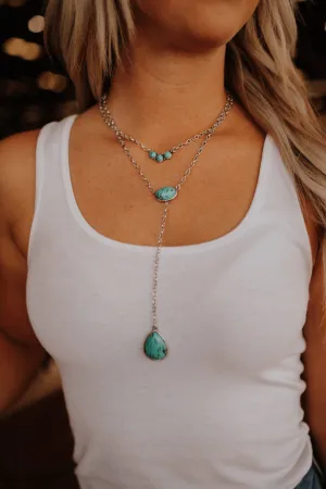 Layered Turquoise Lariat Necklace
