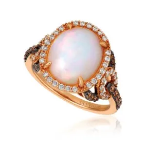 Le Vian 14K Strawberry Gold Oval Neopolitan Opal Ring with Vanilla and Chocolate Diamonds