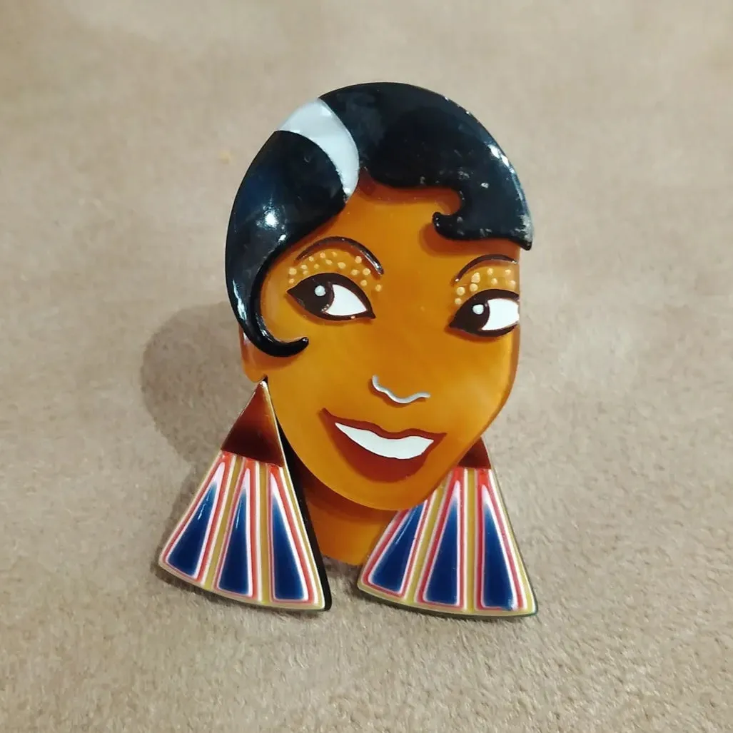 Lea Stein Indian Deco Lady brooch