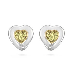Lemon Quartz Heart Earrings in Yellow Gold and Sterling Silver