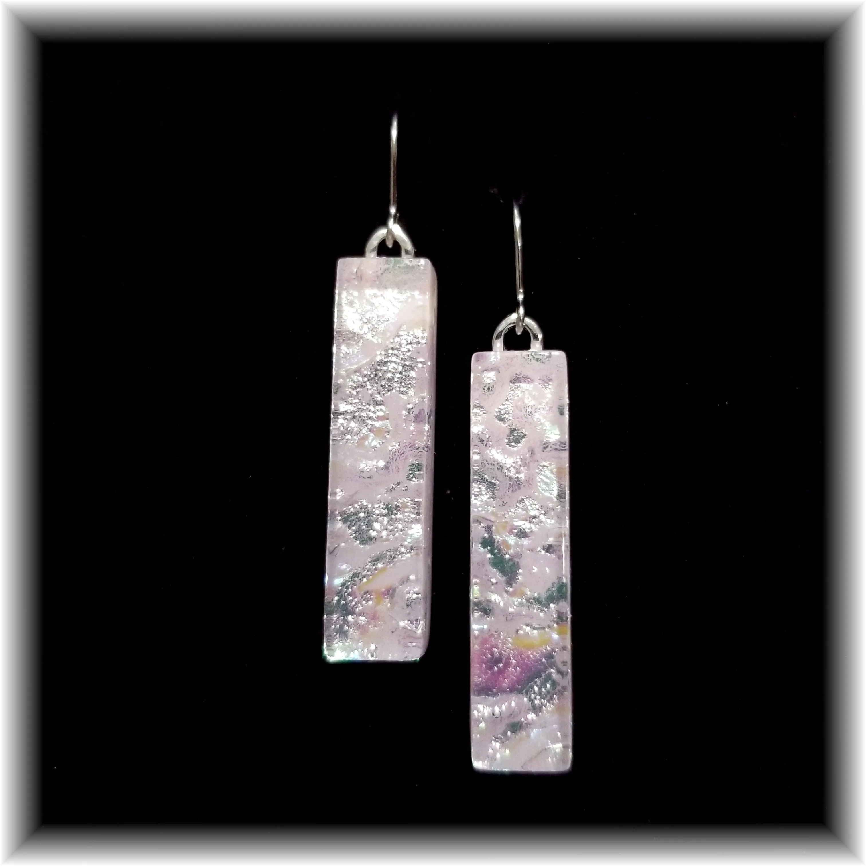 Light Pink Long Rectangle Dangle Earrings