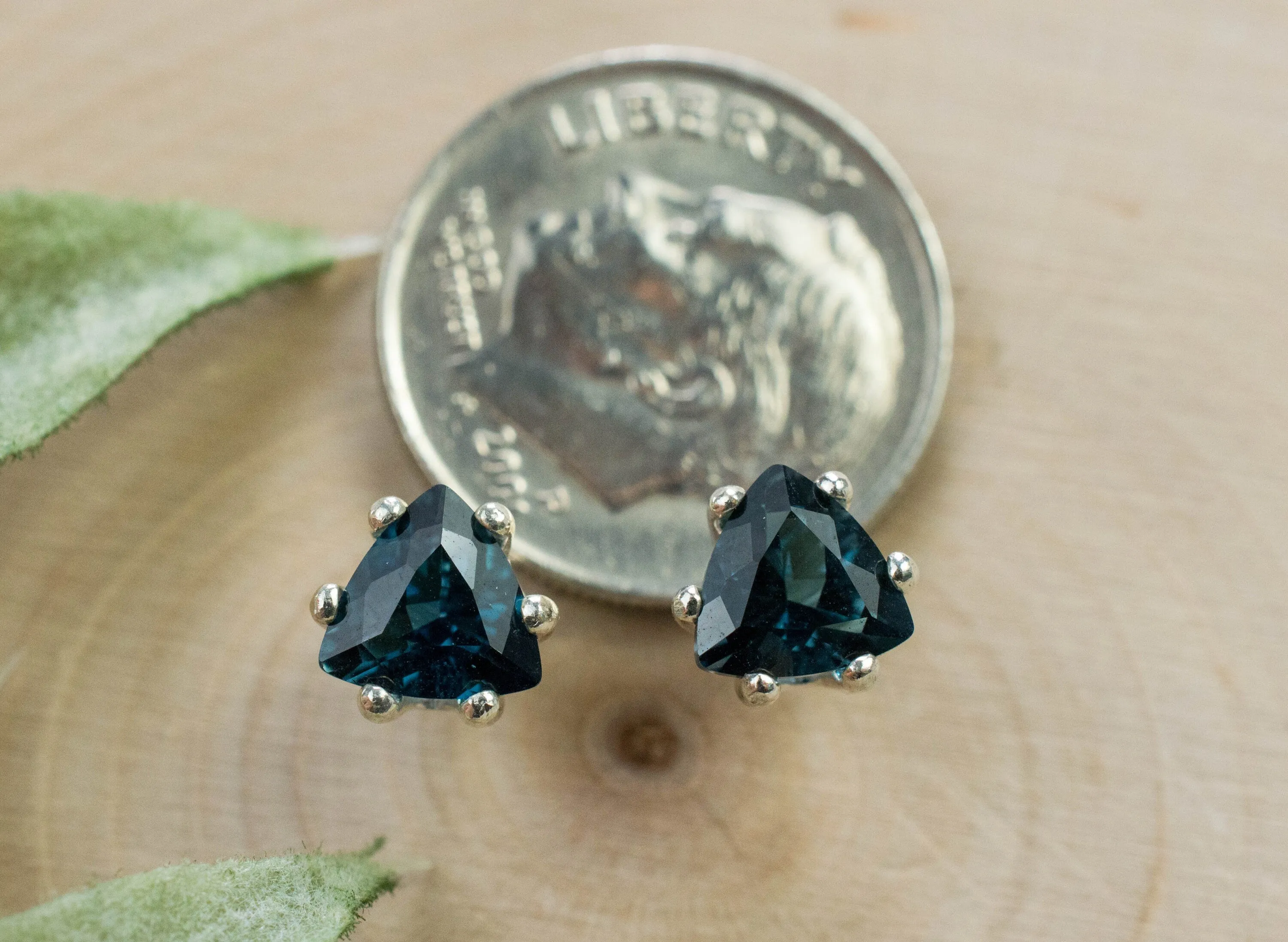 London Blue Topaz Earrings; Genuine Brazilian Topaz; 1.620cts