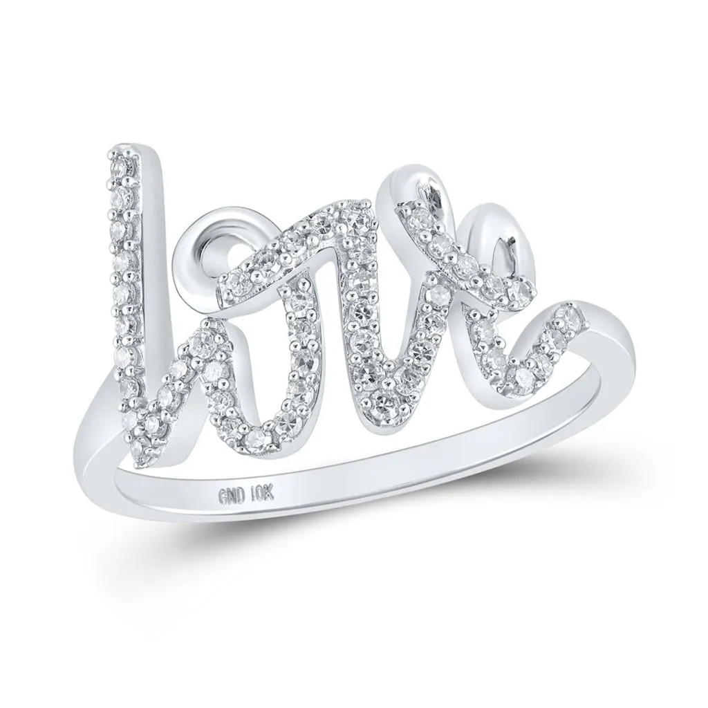 Love Script Diamond Ring 10K Gold