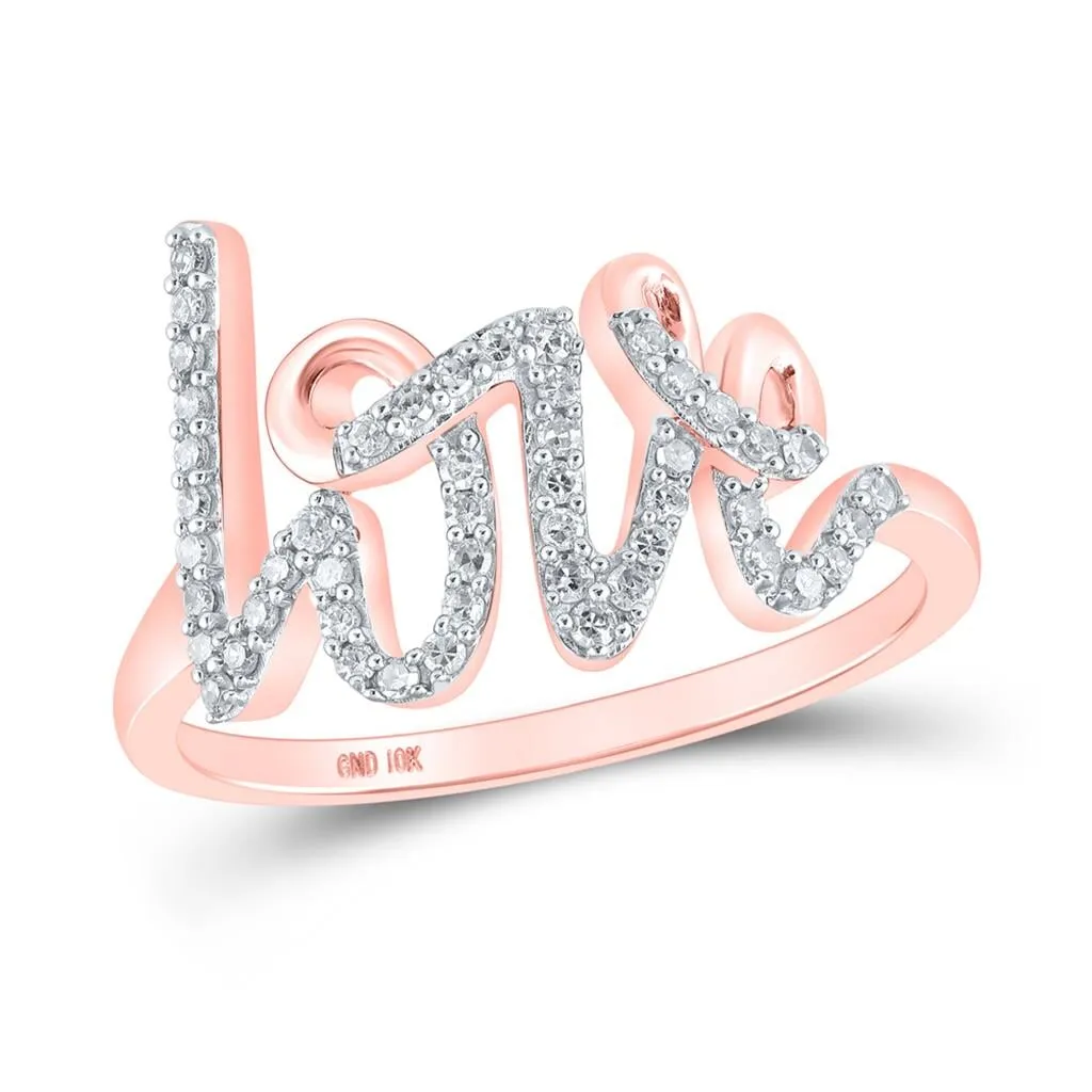Love Script Diamond Ring 10K Gold