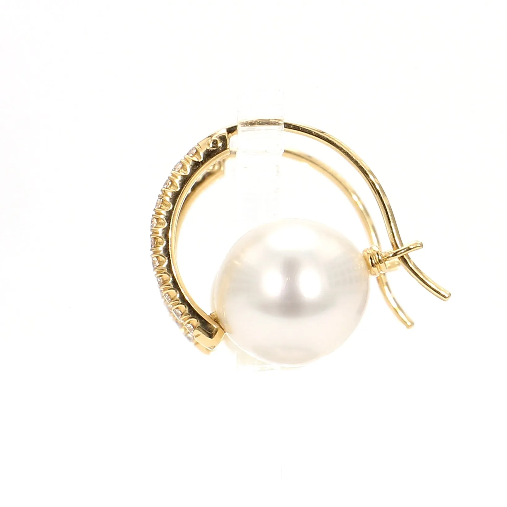 Lustrous Pearl & Pave Diamond Hoop Earrings