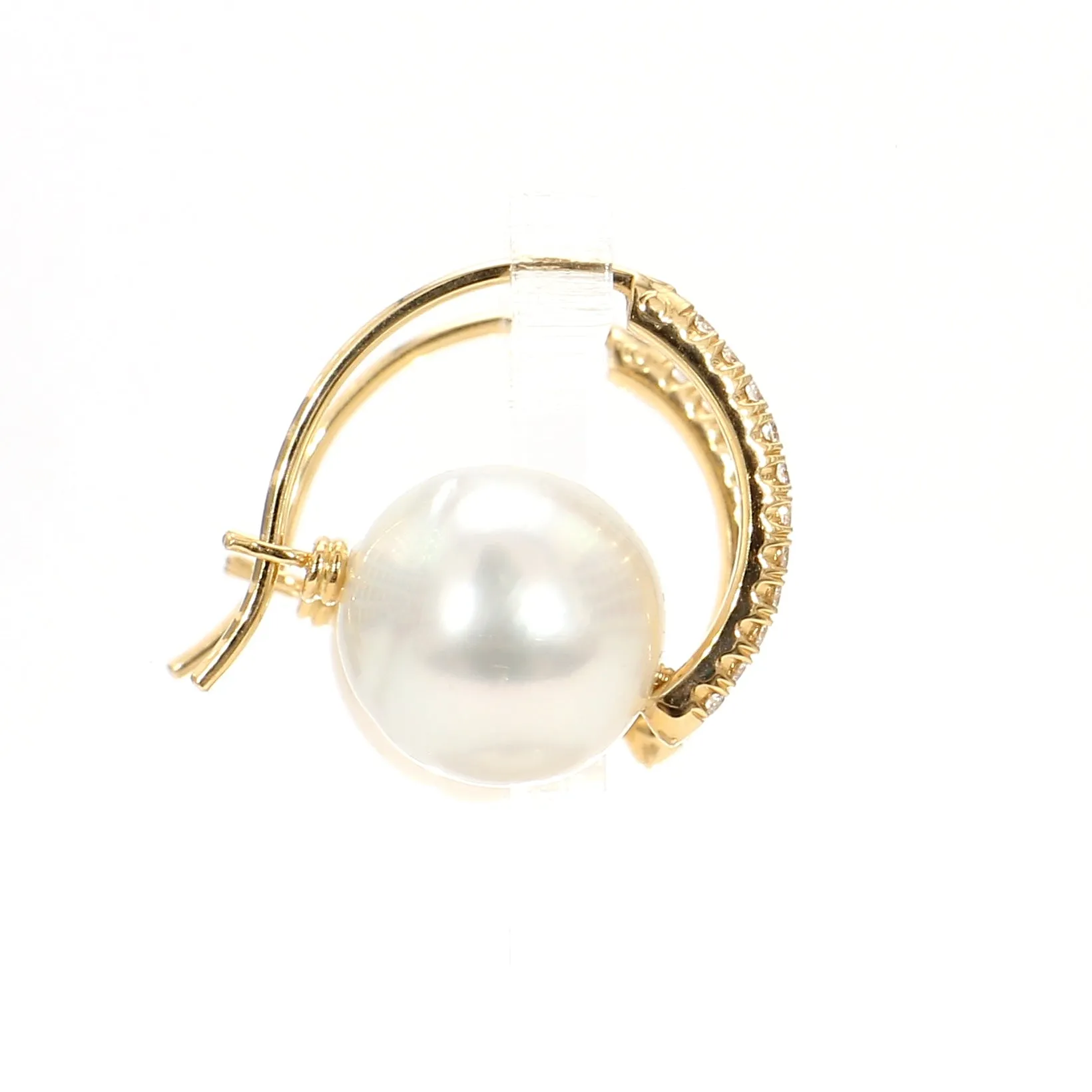 Lustrous Pearl & Pave Diamond Hoop Earrings
