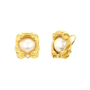 Mabé Pearl and Diamond Earrings