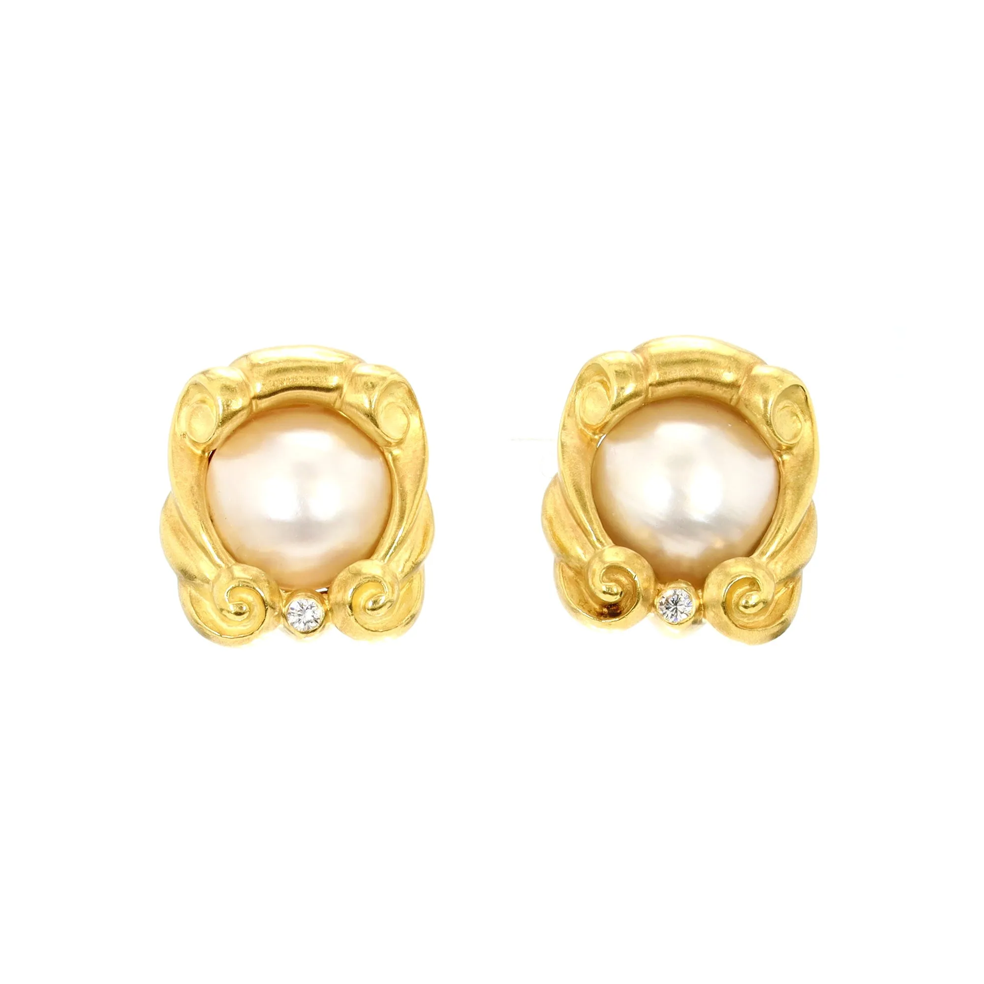 Mabé Pearl and Diamond Earrings