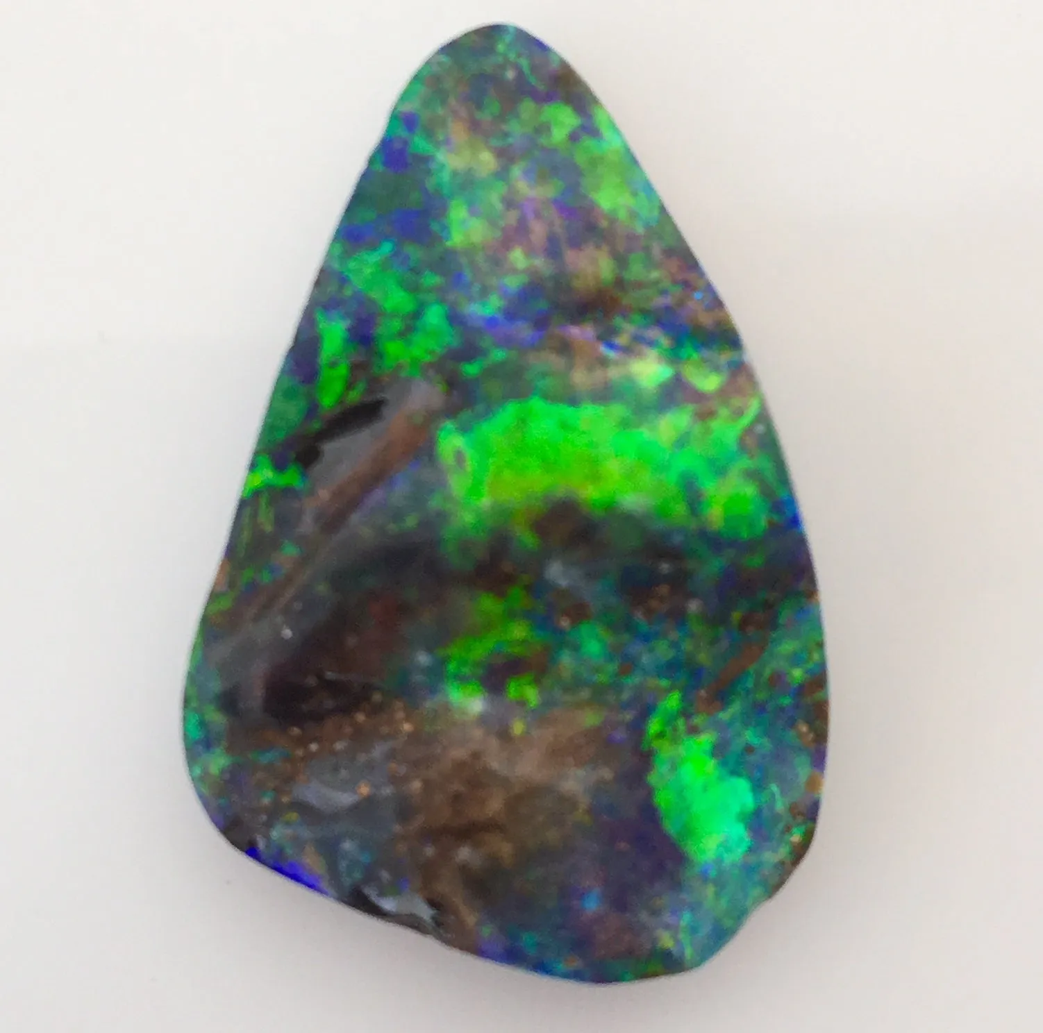 Magic Electric Green Gold Blue solid boulder opal