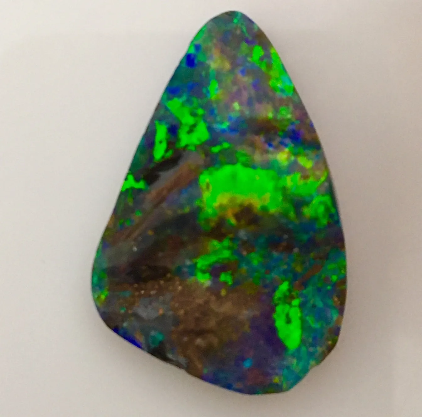 Magic Electric Green Gold Blue solid boulder opal
