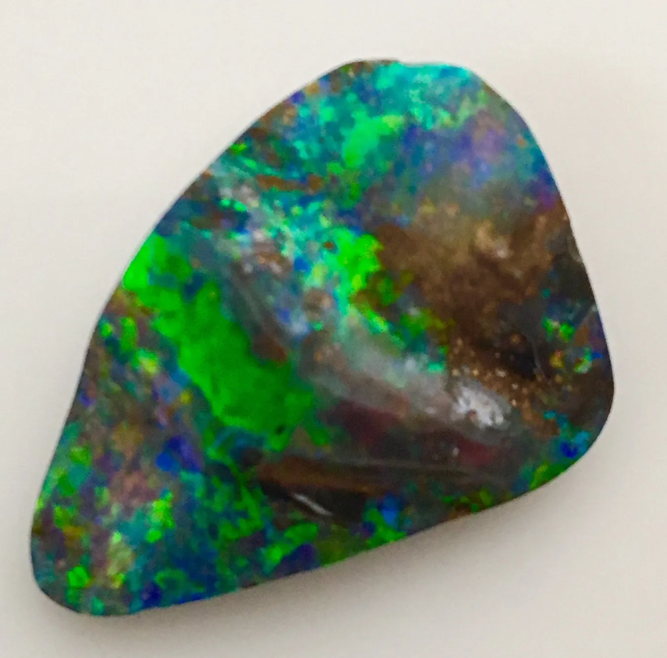 Magic Electric Green Gold Blue solid boulder opal