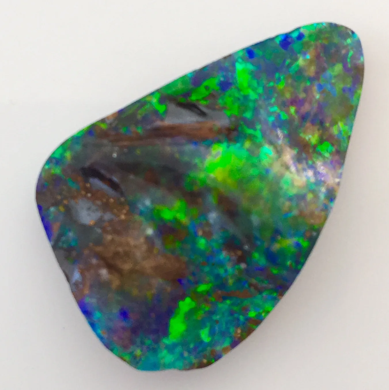 Magic Electric Green Gold Blue solid boulder opal