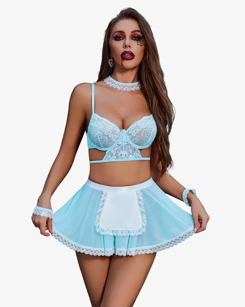 Maid Outfit Cosplay Costumes 6 Pcs Lingerie Set