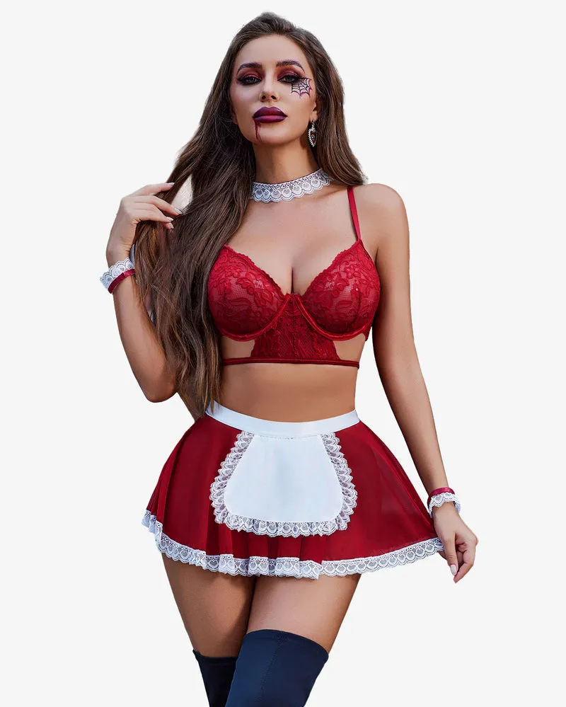 Maid Outfit Cosplay Costumes 6 Pcs Lingerie Set