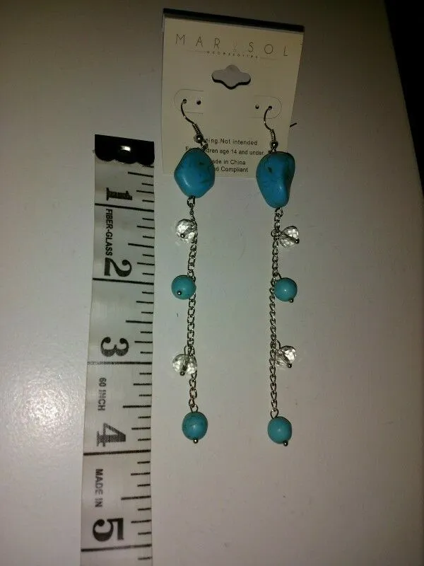 MARYSOL TURQUOISE LARIMAR DANGLE EARRINGS