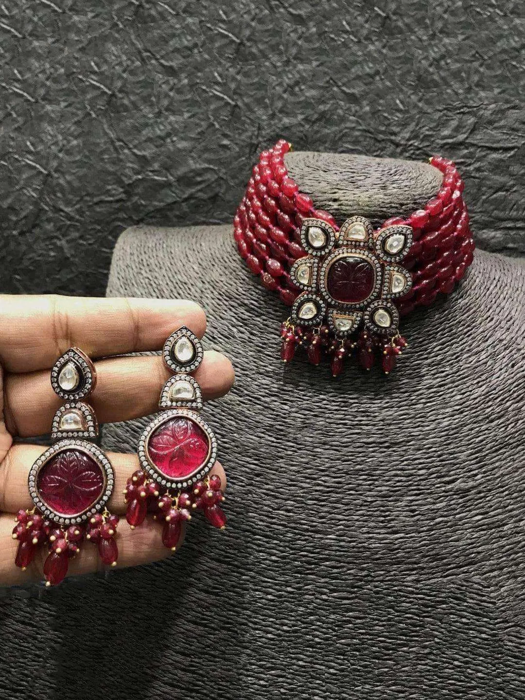 Masoom Minawala-Inspired Square Pendant Necklace with Beaded Accents