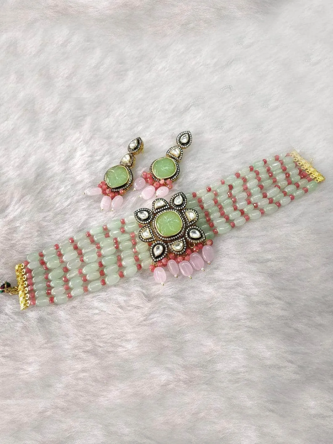 Masoom Minawala-Inspired Square Pendant Necklace with Beaded Accents