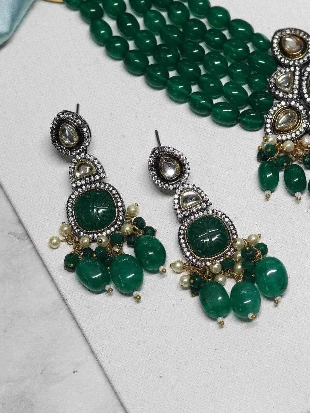 Masoom Minawala-Inspired Square Pendant Necklace with Beaded Accents