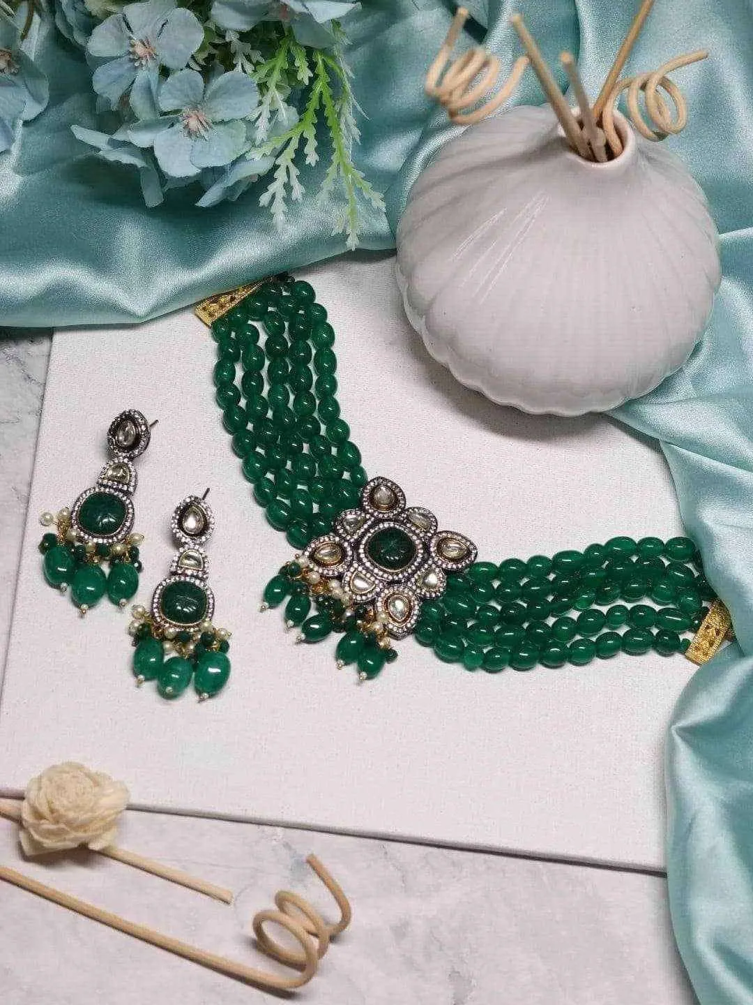 Masoom Minawala-Inspired Square Pendant Necklace with Beaded Accents