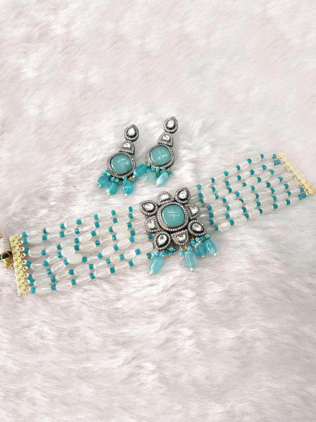Masoom Minawala-Inspired Square Pendant Necklace with Beaded Accents