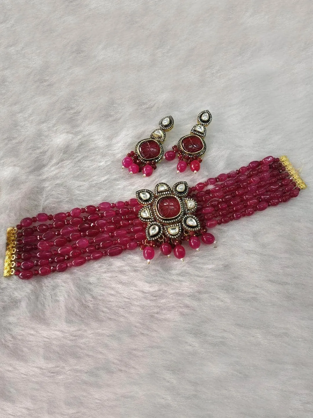 Masoom Minawala-Inspired Square Pendant Necklace with Beaded Accents