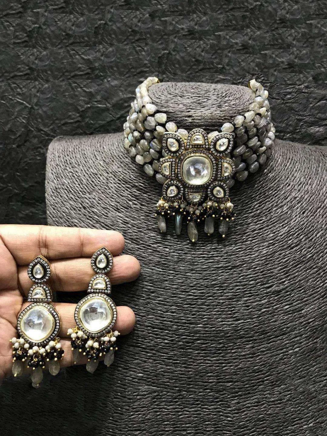 Masoom Minawala-Inspired Square Pendant Necklace with Beaded Accents