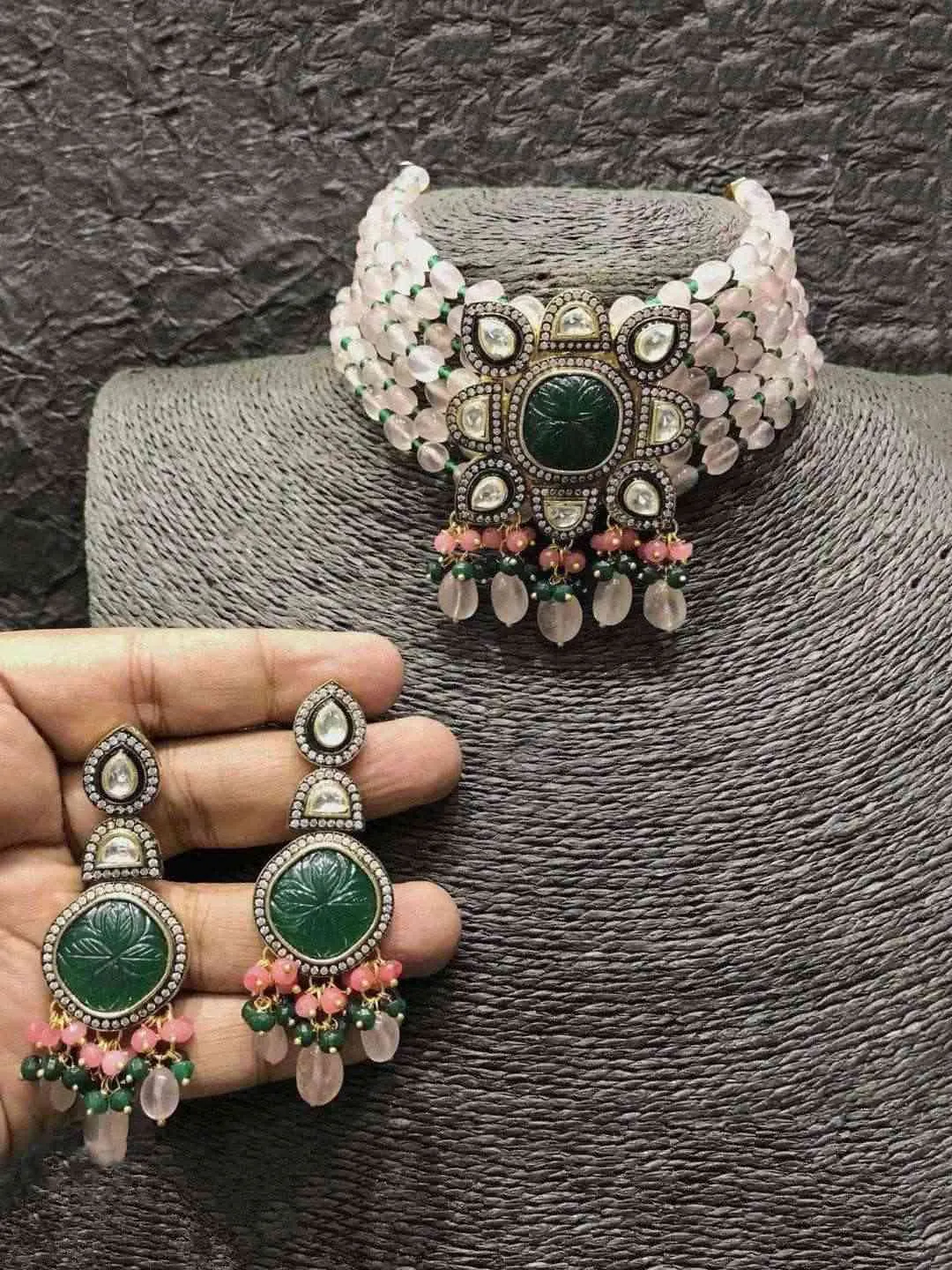 Masoom Minawala-Inspired Square Pendant Necklace with Beaded Accents