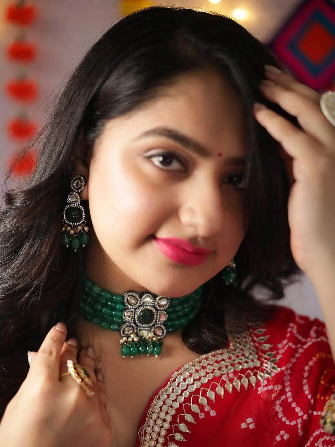 Masoom Minawala-Inspired Square Pendant Necklace with Beaded Accents
