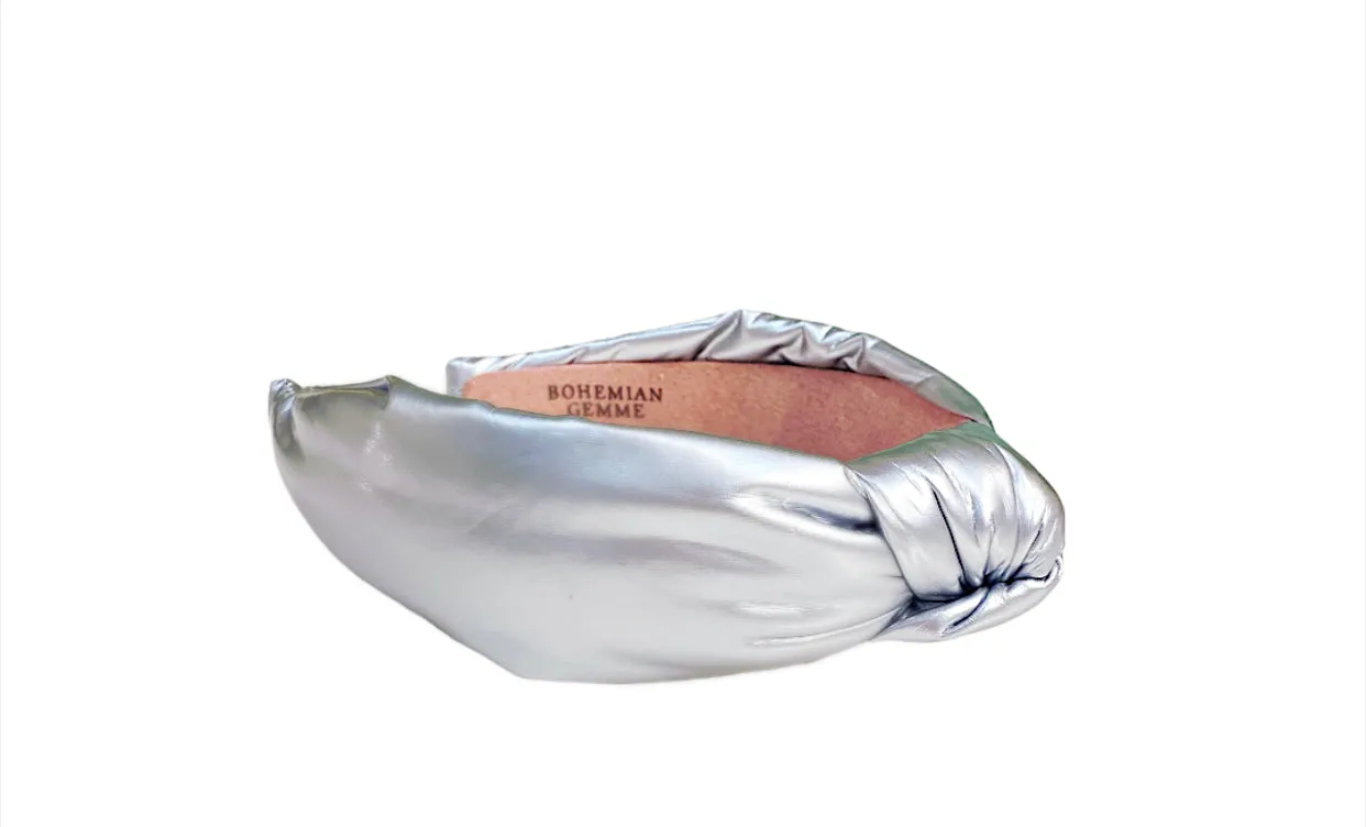 Metallic Silver Patent Leather Topknot Headband