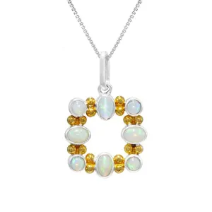 Michou Sterling Silver 8 Stone Ethiopian Opal Pendant