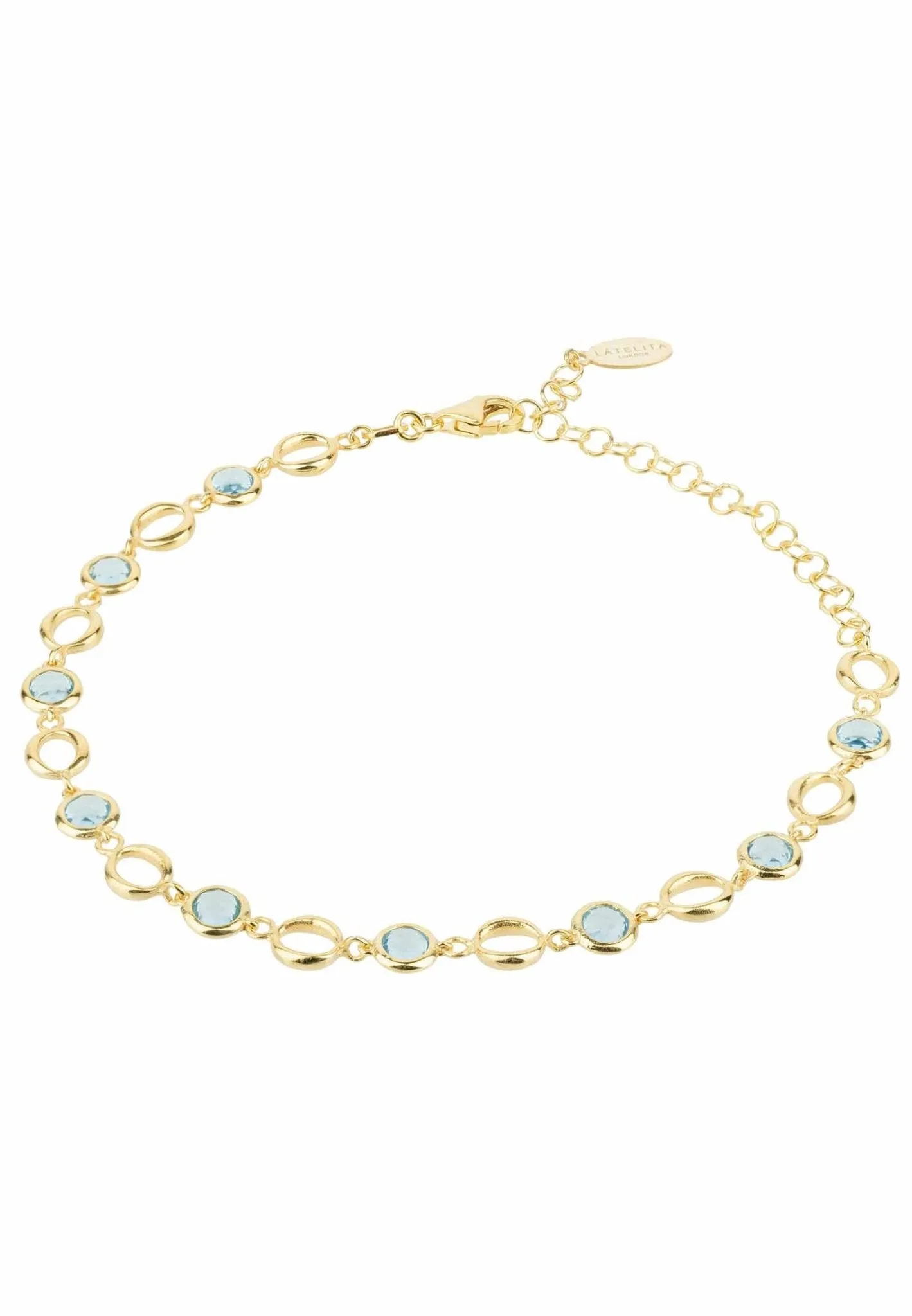 Milan Link Gemstone Bracelet Gold Blue Topaz
