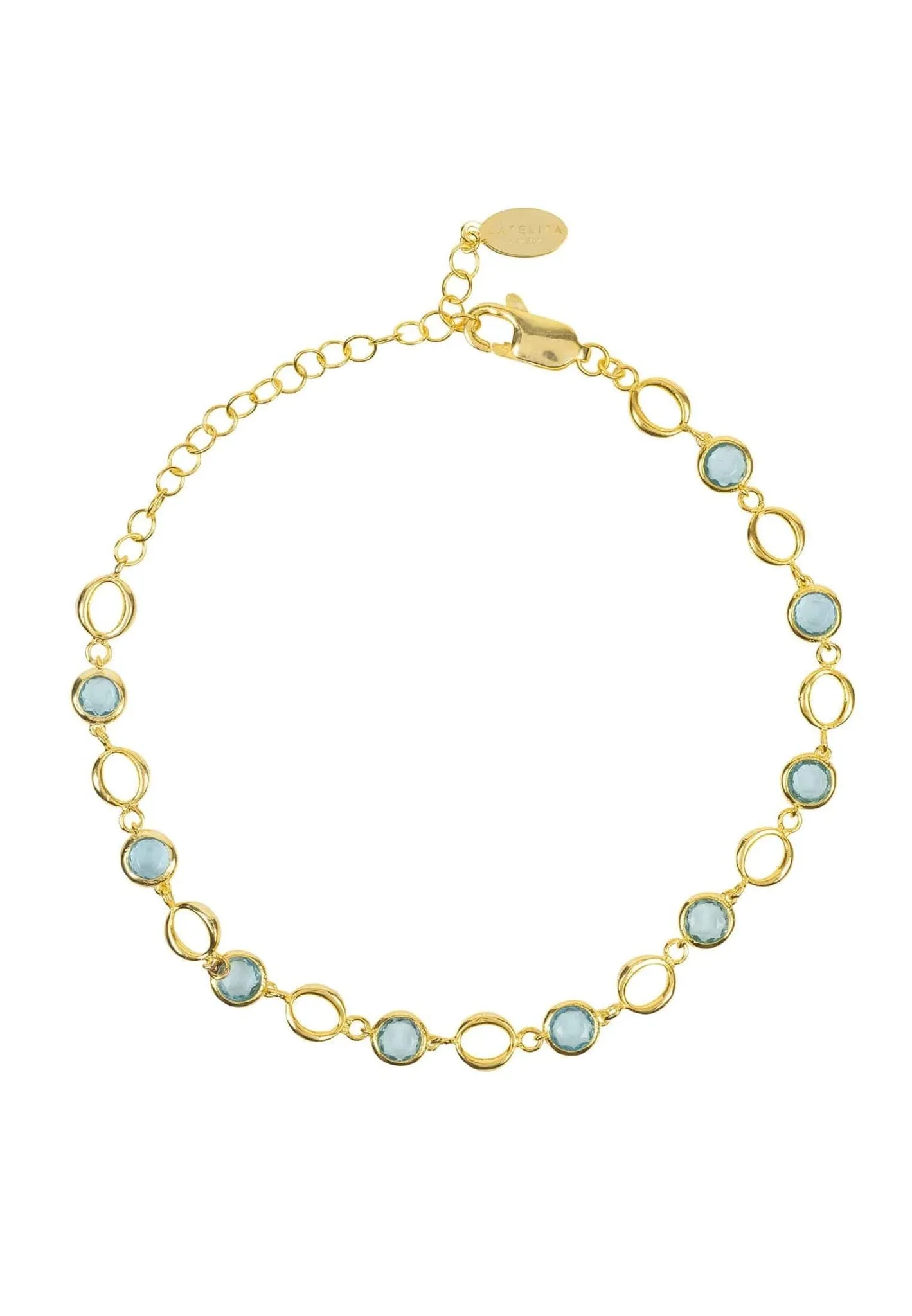 Milan Link Gemstone Bracelet Gold Blue Topaz