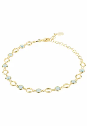Milan Link Gemstone Bracelet Gold Blue Topaz